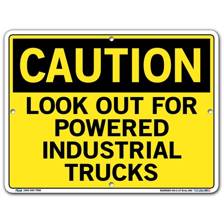 Vestil Aluminum Sign, 9-1/2" H, 12-1/2" W, Aluminum, Rectangle, English, SI-C-27-B-AL-080 SI-C-27-B-AL-080